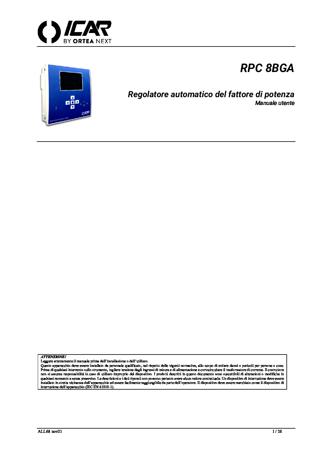 Manuale d'uso RPC8BGA