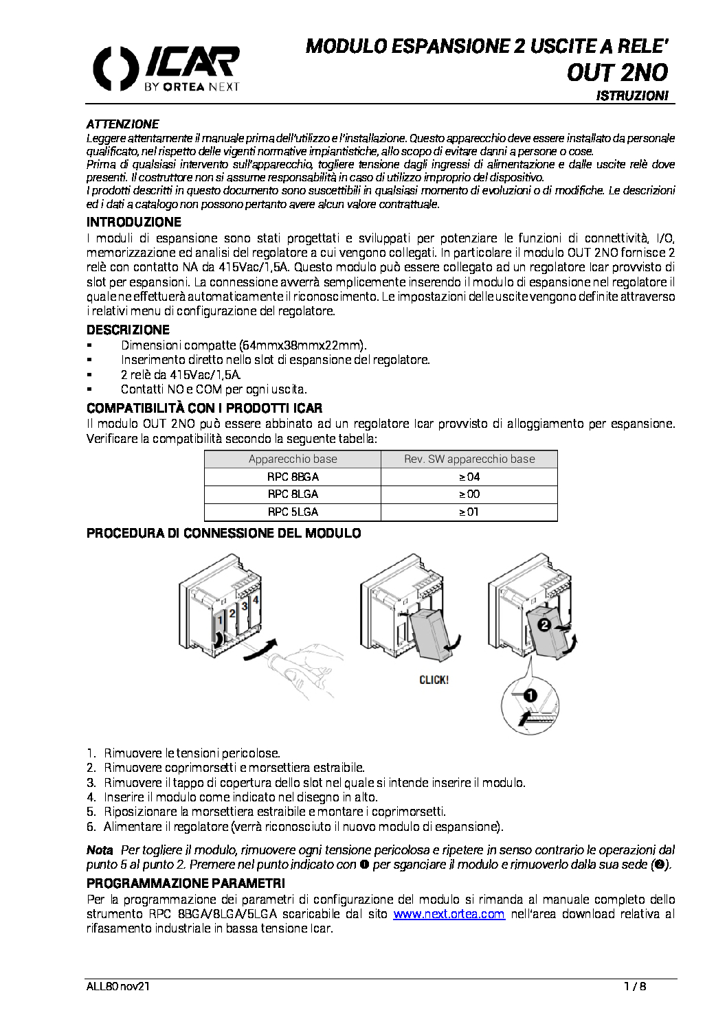 Expansion module 2 output relay OUT2NO