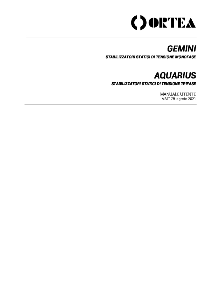 Manuale utente GEMINI - AQUARIUS