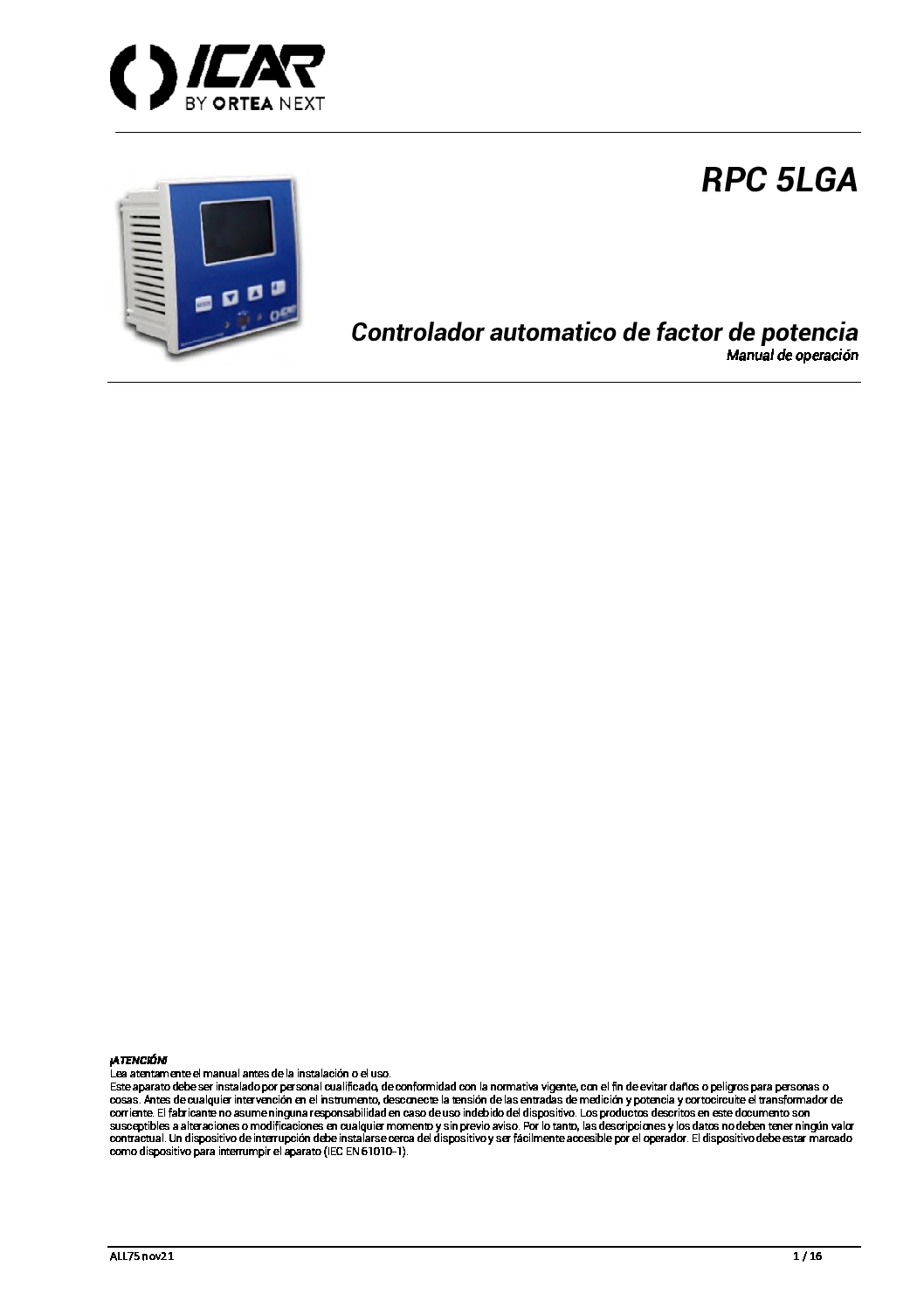 Manual de operacion RPC5LGA