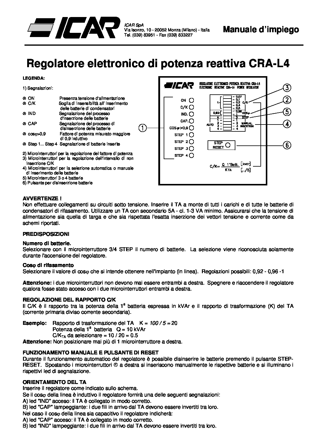 MANUALE D'USO CRA-L4