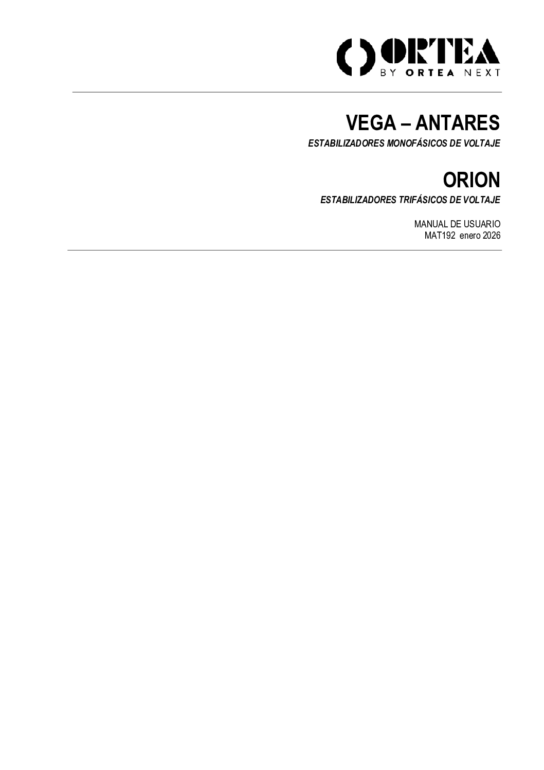 Manual de instrucciones VEGA ANTARES ORION 