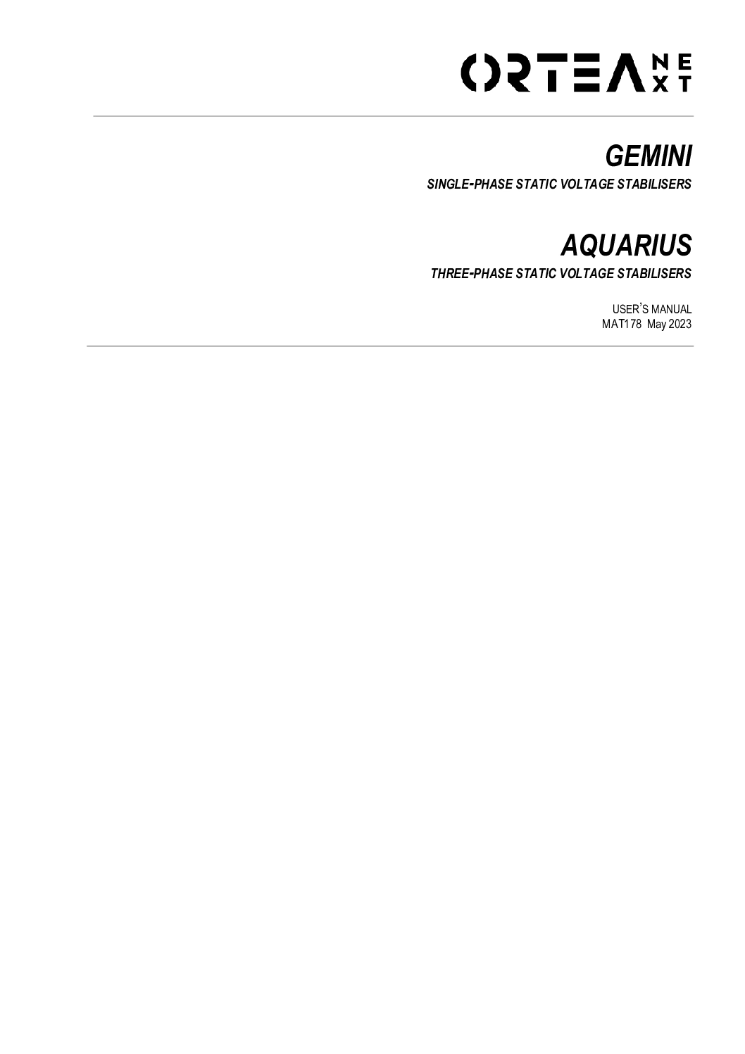 User manual GEMINI - AQUARIUS
