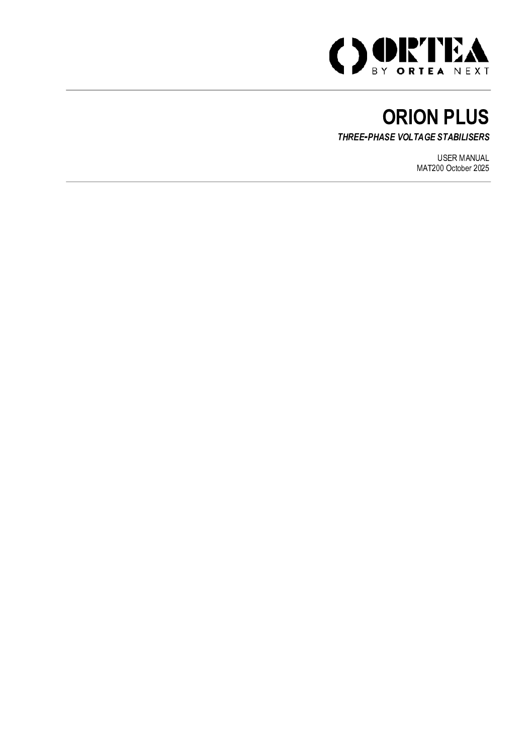 User manual ORION PLUS