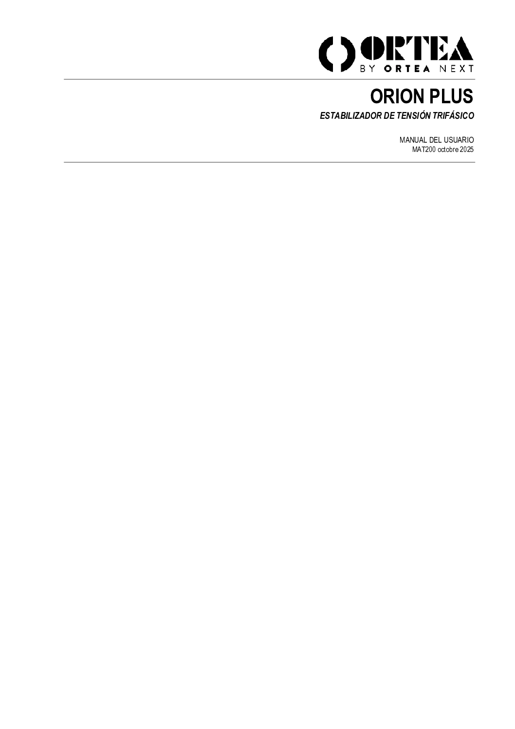 Manual de instrucciones ORION PLUS
