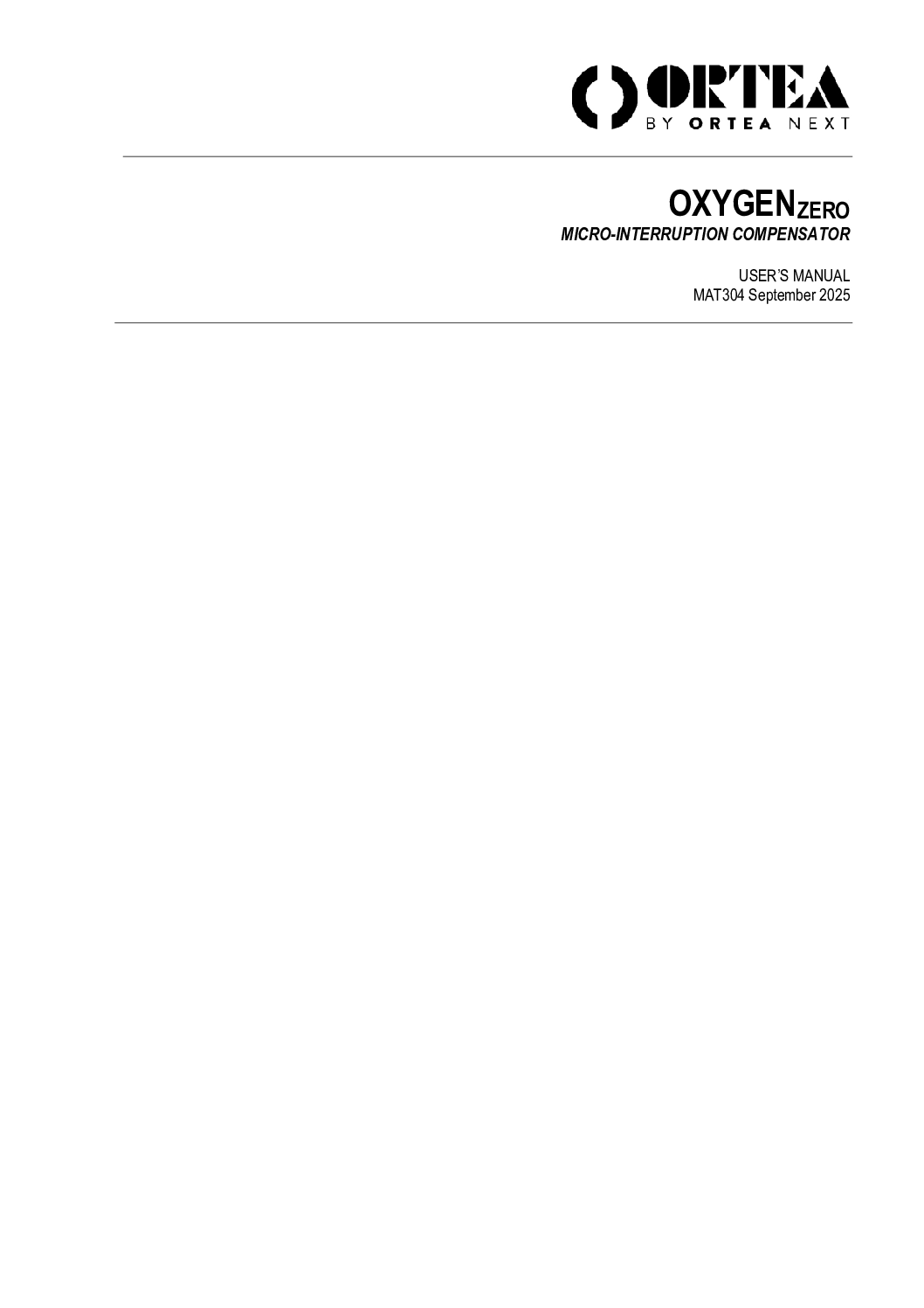 User manual OXYGEN ZERO