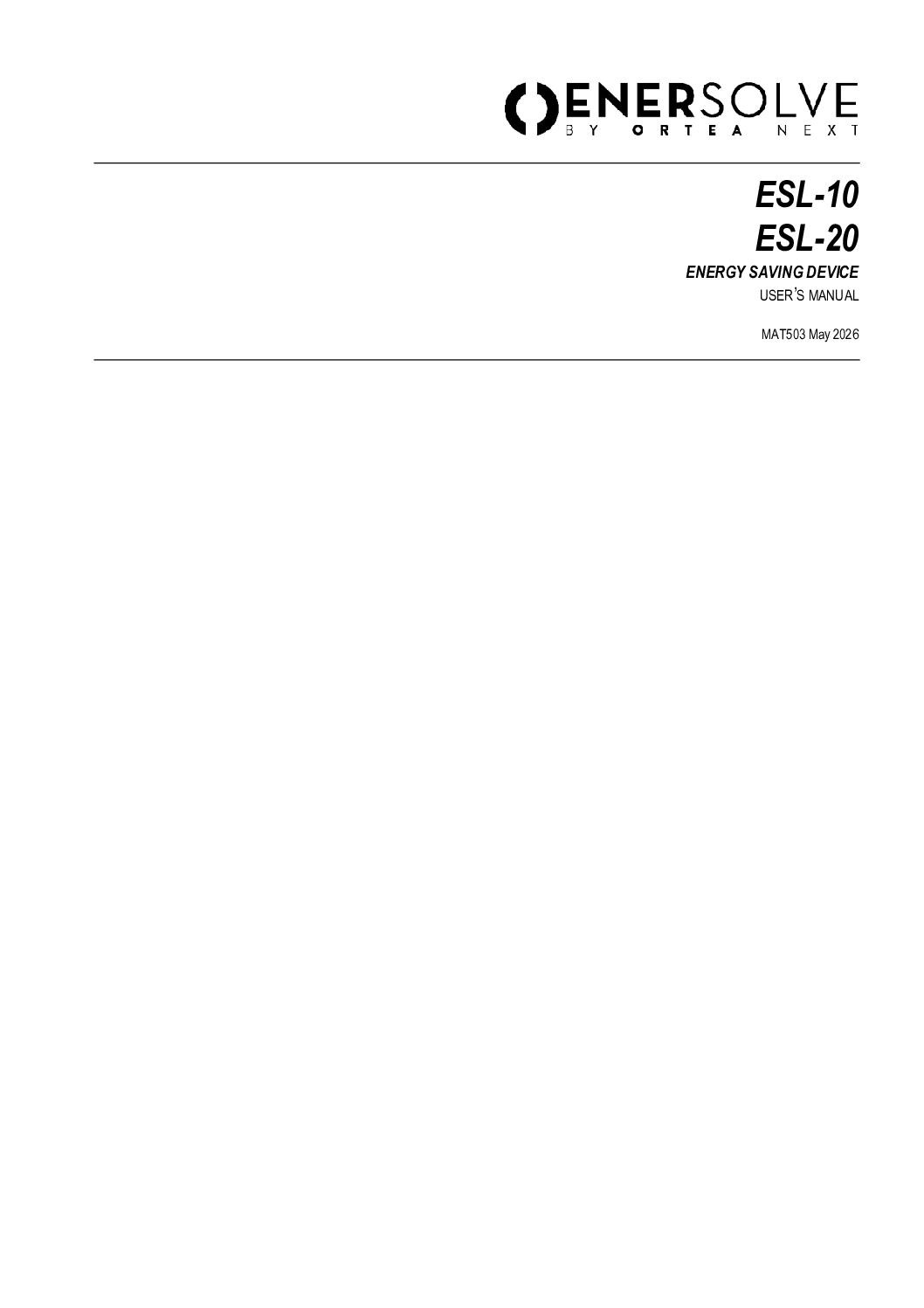 User manual ESL10 - ESL20